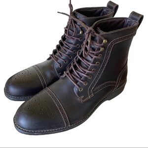 Bass Mens Brown Leather Lace Up Ankle Boots Casual combat Military size 11.5